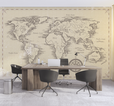 Vintage world map Office wall mural - TenStickers