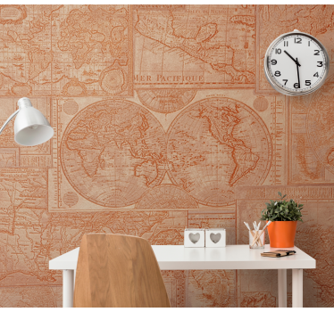 Vintage world maps world map wall mural - TenStickers