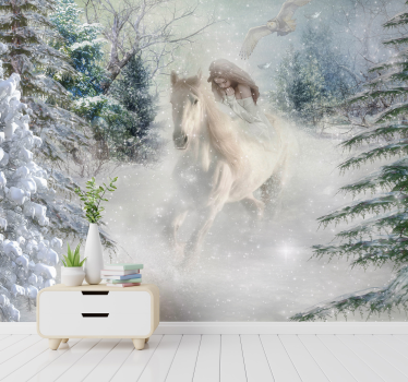White Horse animal wall mural - TenStickers