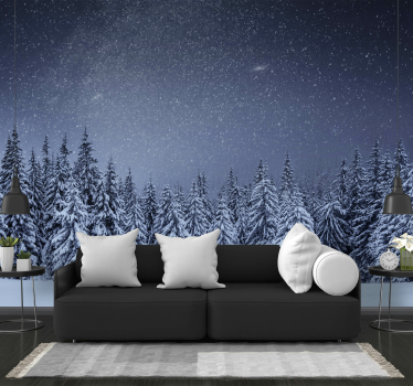 White trees blue sky tree wall mural - TenStickers