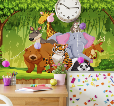 Children's Wild Animals Wall Murals - TenStickers
