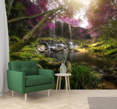 Wild jungle with waterfall  Forest mural - TenStickers