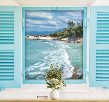 Window with sea view under the sea wall mural - TenStickers