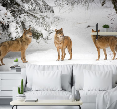 Wolves in the mountains mural wallpaper - TenStickers