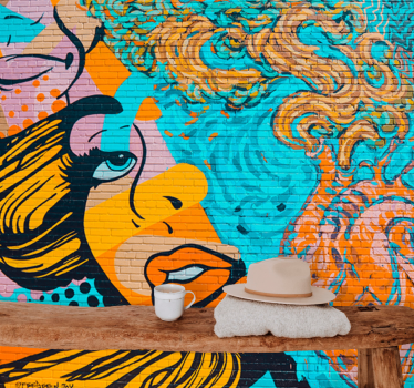 Woman's face graffiti painting murals - TenStickers