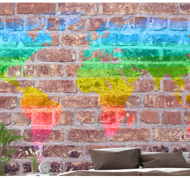 World map wall mural colorful geographical design - TenStickers