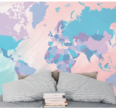 World map wall mural colorful world map - TenStickers