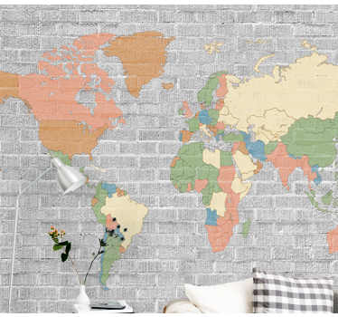 World map wall mural extensive global atlas - TenStickers