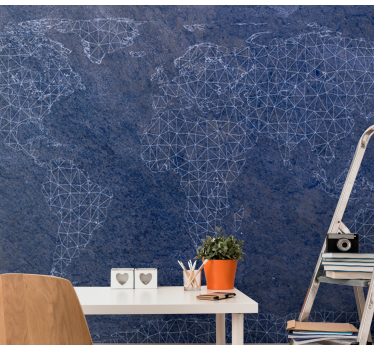 World map wall mural geometric world map - TenStickers