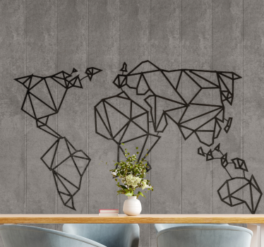 World map wall mural geometric world outline - TenStickers
