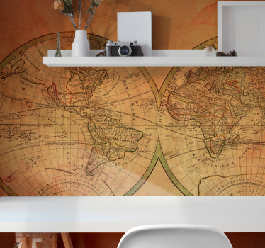 World map wall mural retro global atlas - TenStickers