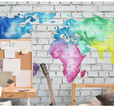 World map wall mural watercolor world map - TenStickers