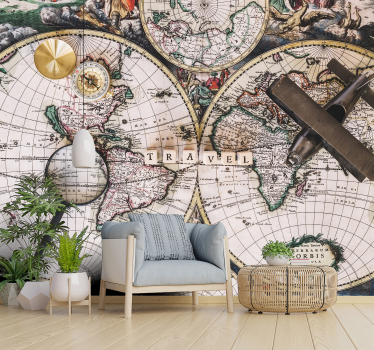 Worldmap vintage wall mural - TenStickers