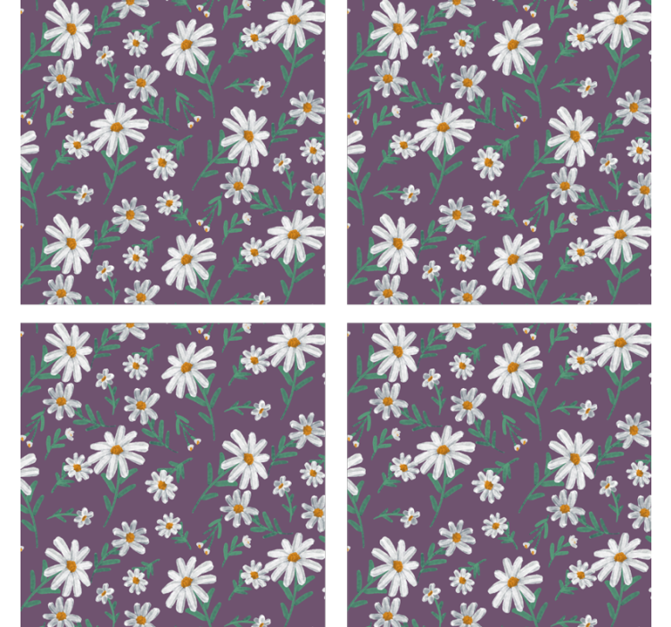 Daisy flower coaster with purple background - TenStickers