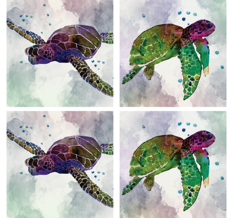 Colourful Abstract Turtles Coaster Set - TenStickers