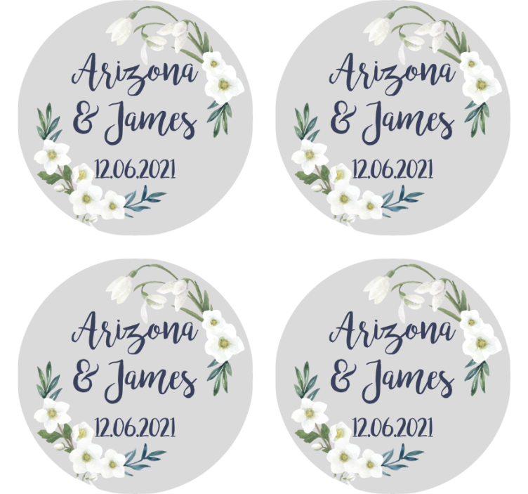 Floral Wedding customisable wedding coaster - TenStickers