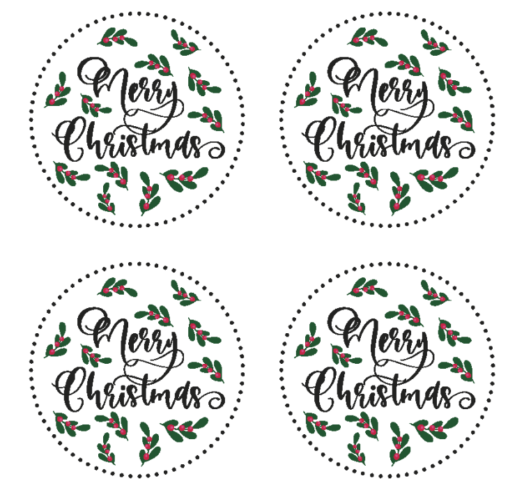 Christmas coaster merry christmas holly design - TenStickers