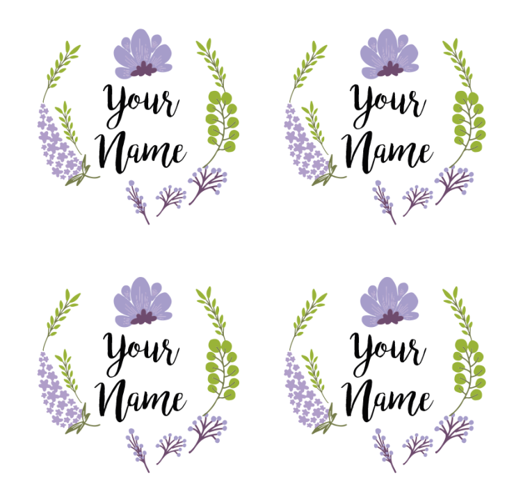 Personalizable coasters floral personalized design - TenStickers