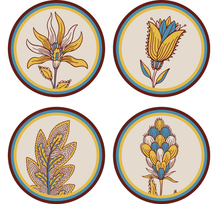 Coasters floral design set - TenStickers