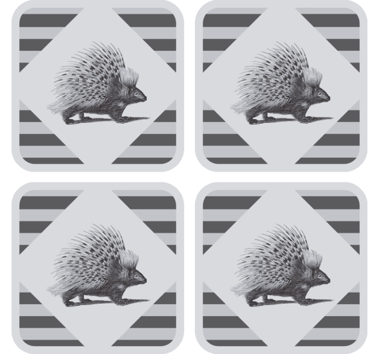 Modern coasters porcupine illustration with stripes - TenStickers