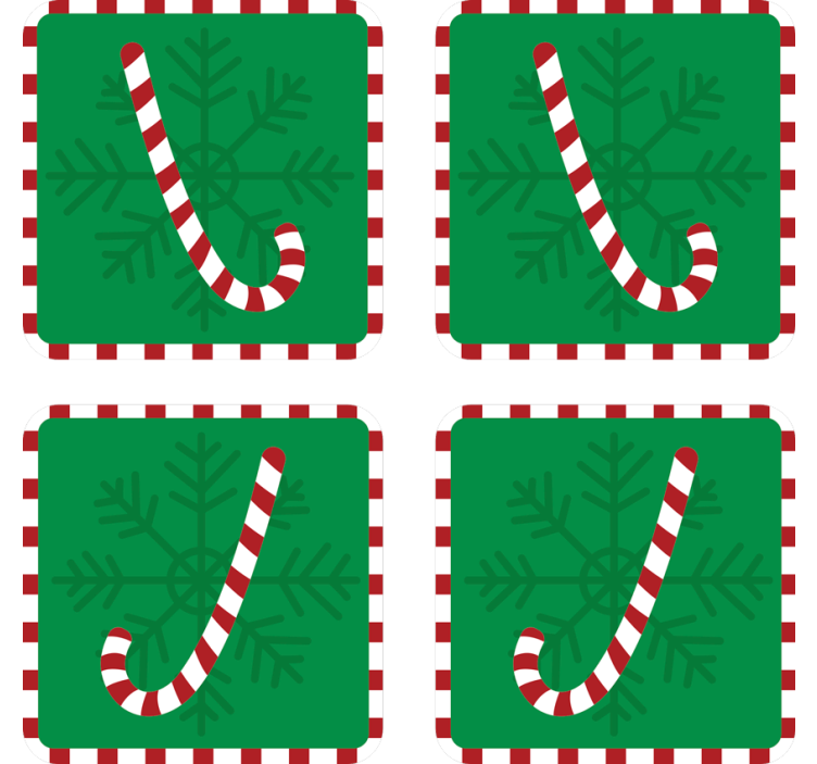 Christmas coaster candy cane snowflake pattern - TenStickers