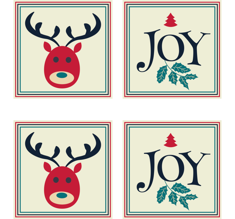 Christmas coaster featuring reindeer and holly - TenStickers