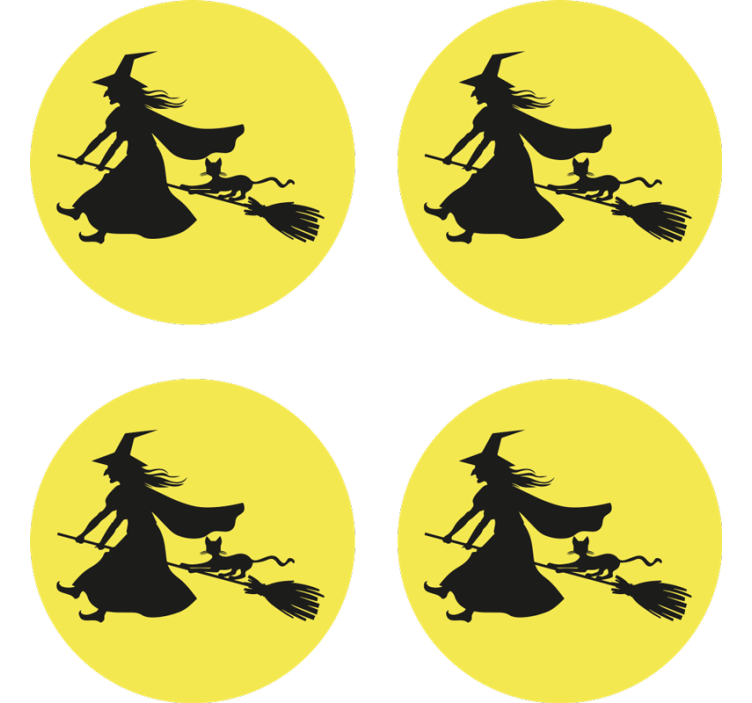 Halloween coasters witch on broomstick - TenStickers