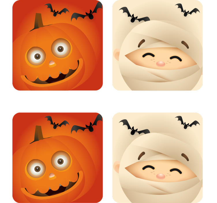 Halloween coasters cheerful pumpkin and mummy - TenStickers