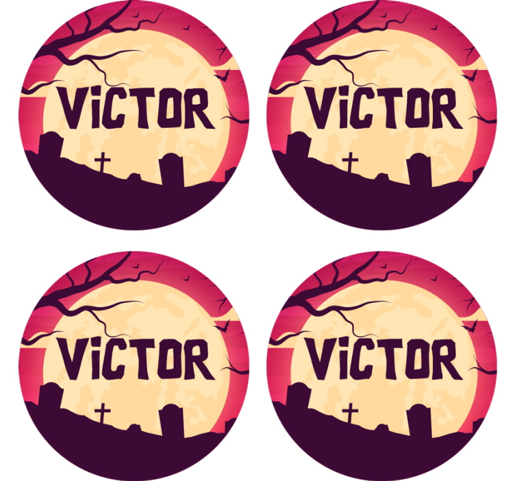 Halloween coasters spooky moonlit scene - TenStickers