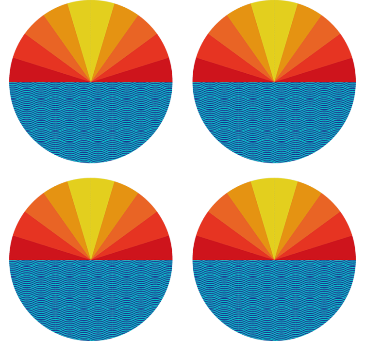 Vintage Sunset and sea circle 70s coasters - TenStickers