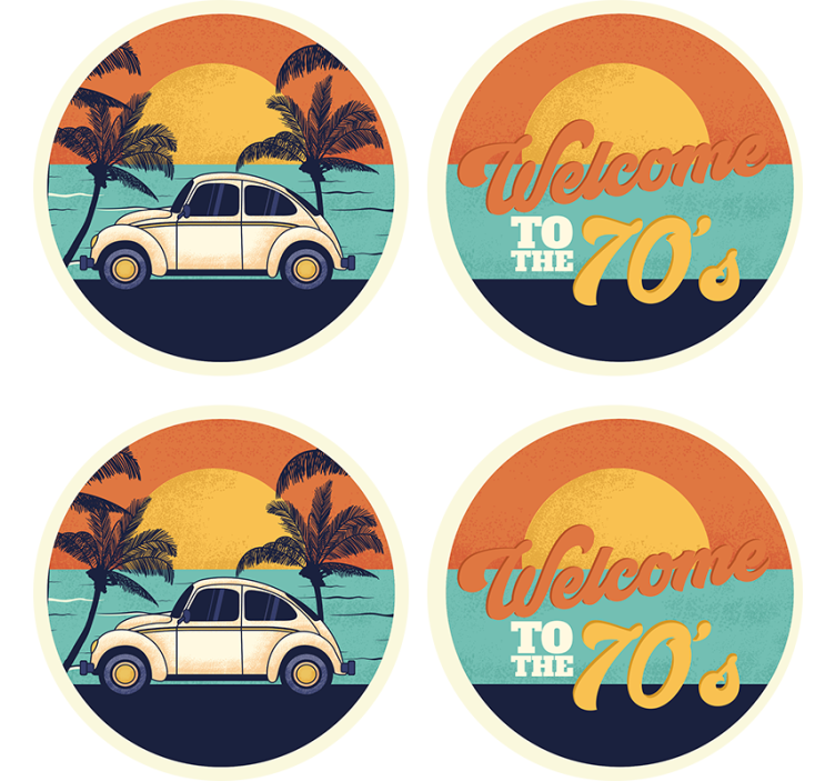 Vintage coasters retro coastal scene - TenStickers