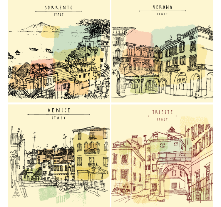 Text coasters italian city landscapes - TenStickers