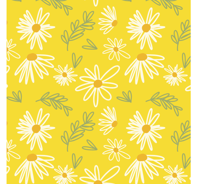 Yellow daisies flower pattern  modern coaster - TenStickers