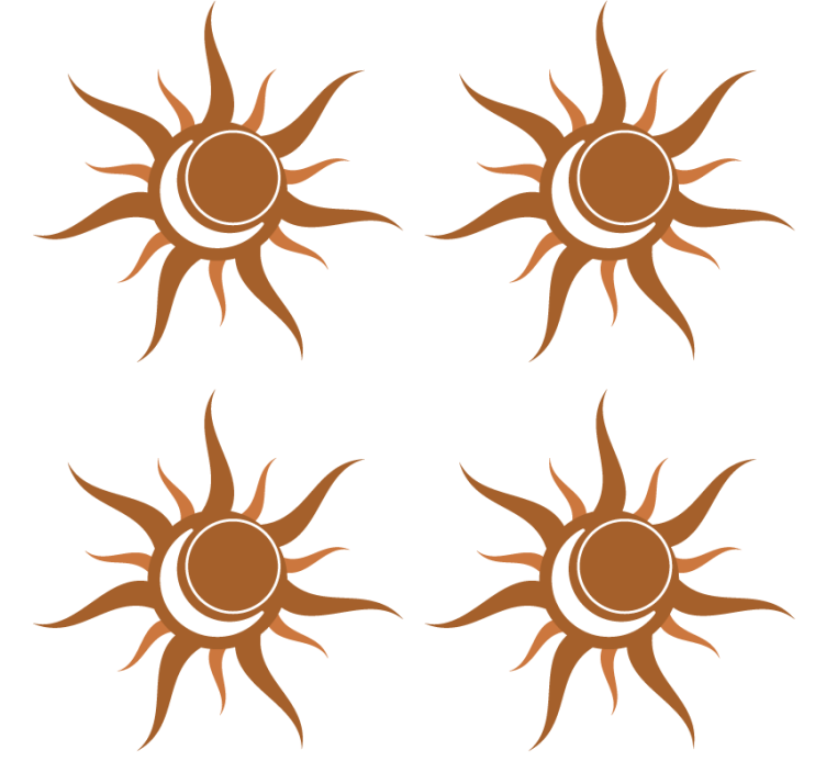 Curved sun symbol coasters - TenStickers