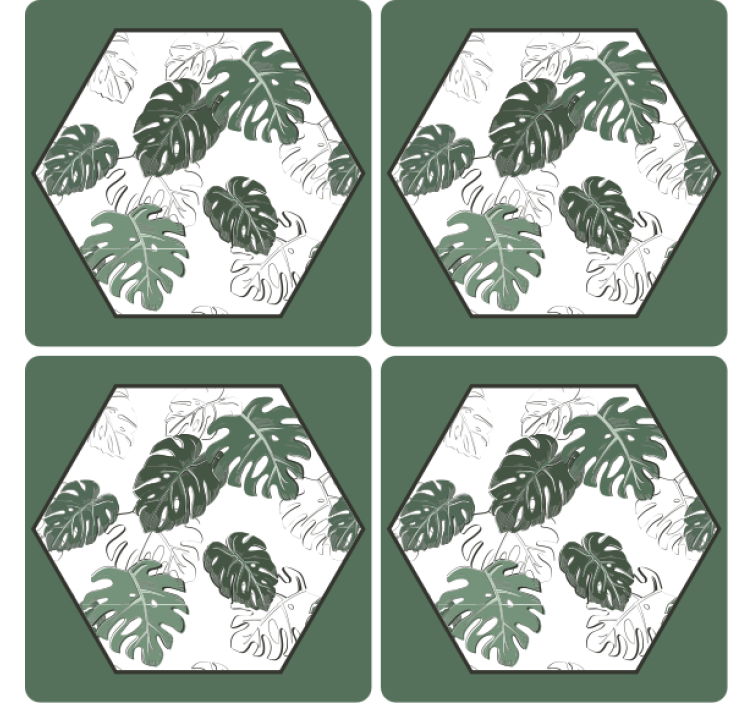 Coasters with hexagonal leaf design - TenStickers