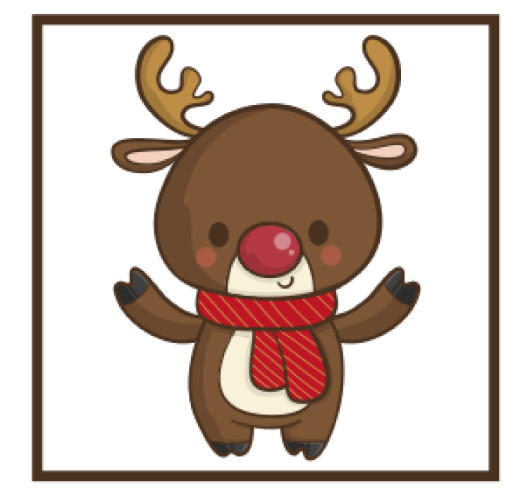 Christmas coaster cheerful reindeer in scarf - TenStickers