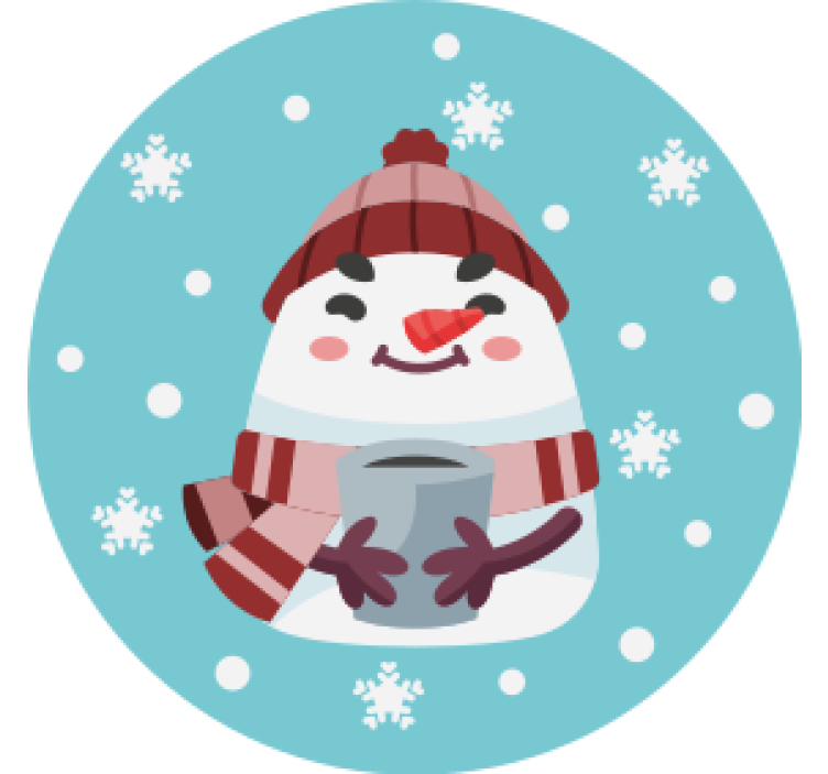Christmas coaster snowman with cup - TenStickers