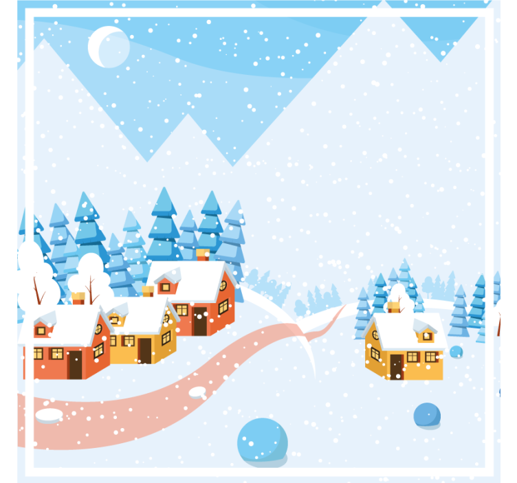 Christmas coaster snowy village scene - TenStickers