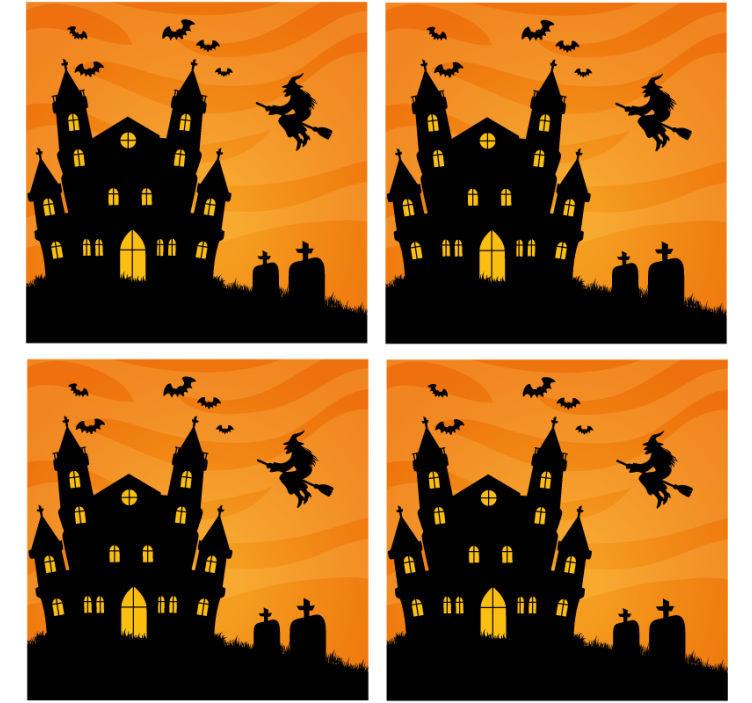 Halloween coasters haunted house silhouette - TenStickers