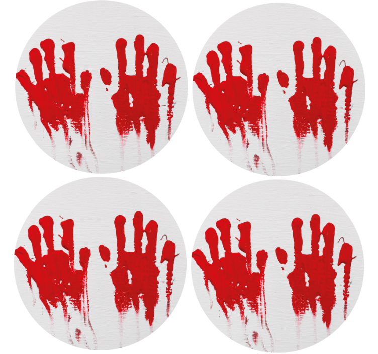Halloween coasters red handprint design - TenStickers