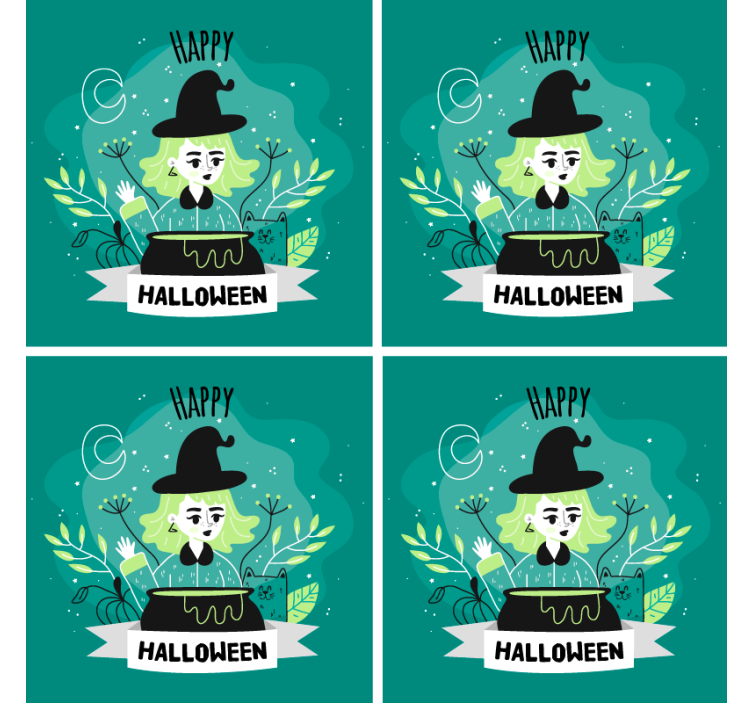 Halloween coasters witch with cauldron design - TenStickers