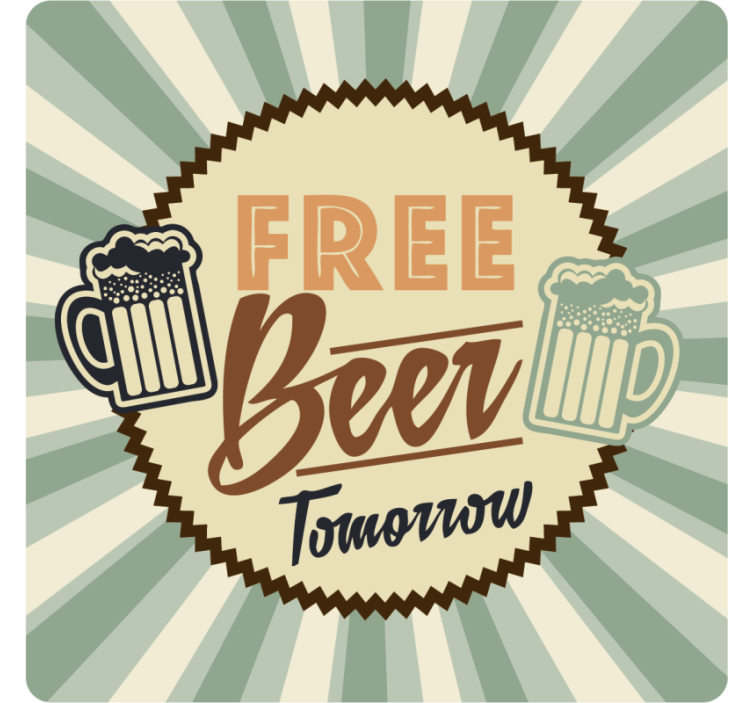 Retro free beer announcement beer mats - TenStickers