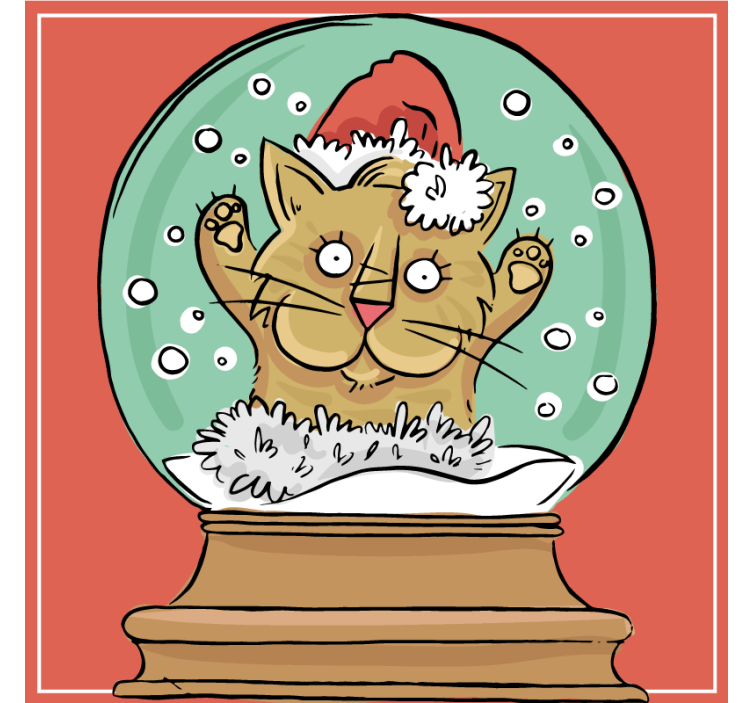 Christmas coaster festive cat snow globe - TenStickers