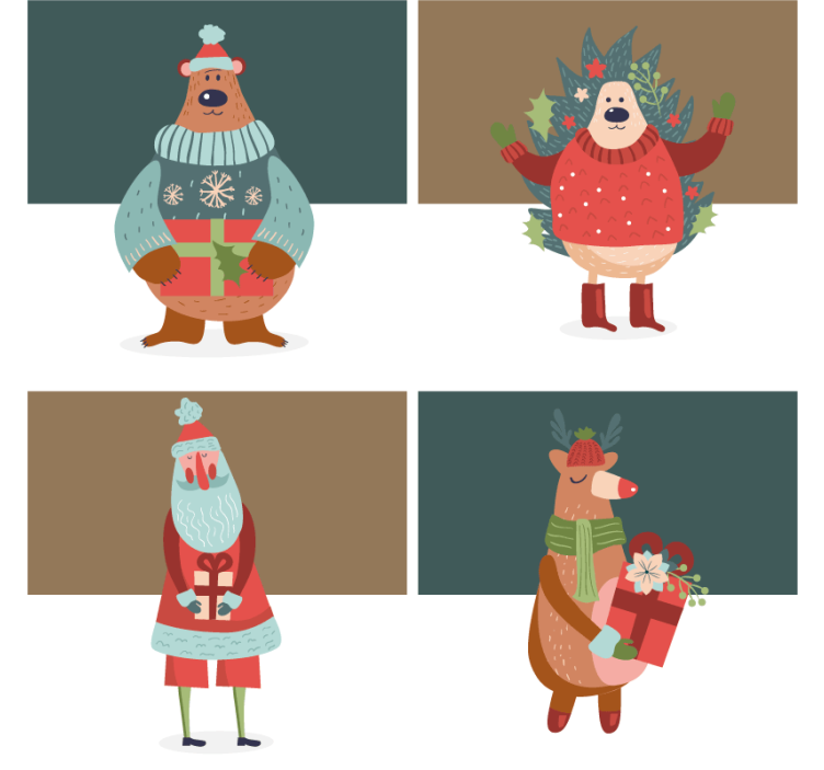 Christmas coaster festive characters set - TenStickers