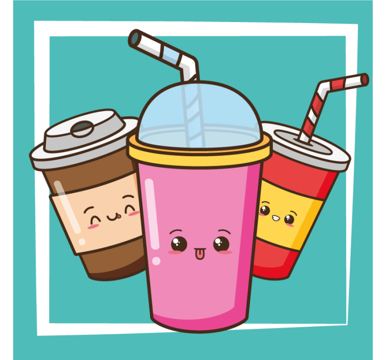 Fast food drinks illustration more coasters - TenStickers