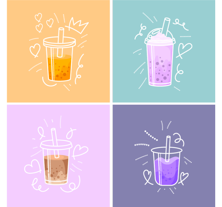 Modern coasters with colorful drink illustrations - TenStickers