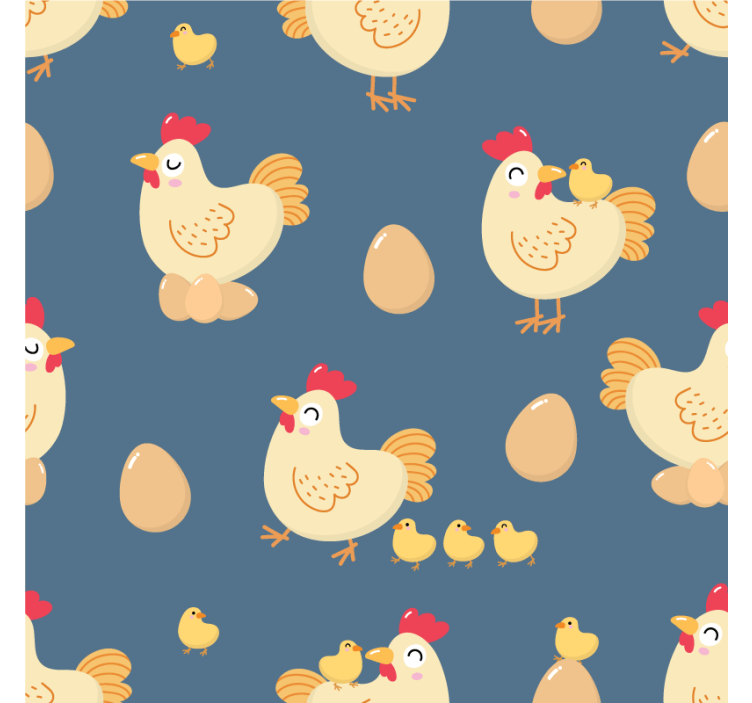 Hen and chick seamless pattern  modern coaster - TenStickers