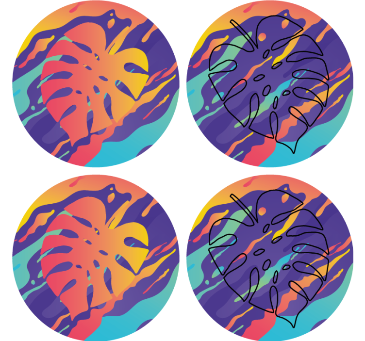 Coasters with vibrant leaf designs - TenStickers
