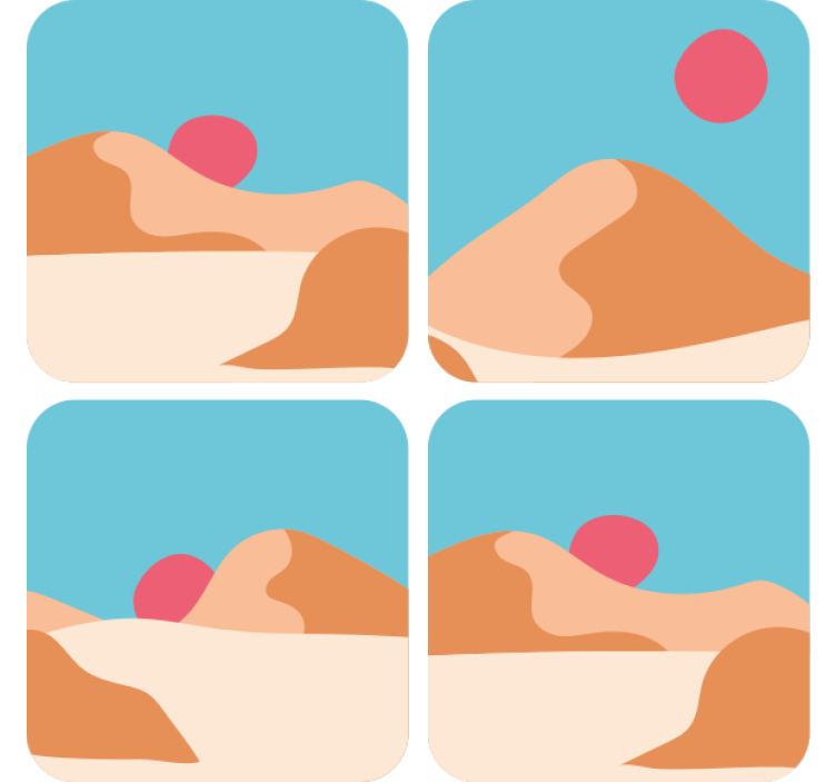 Modern coasters inspired by stylized desert landscape - TenStickers