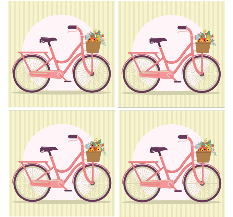 Modern coasters pink bicycle with flowers - TenStickers